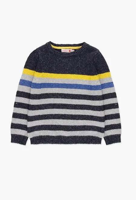 Boboli Pullover - Navy & Grey Stripes