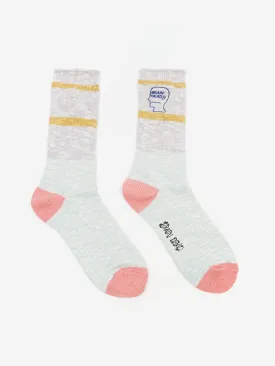 Brain Dead Slub 2 Stripes Crew Sock - Light Blue