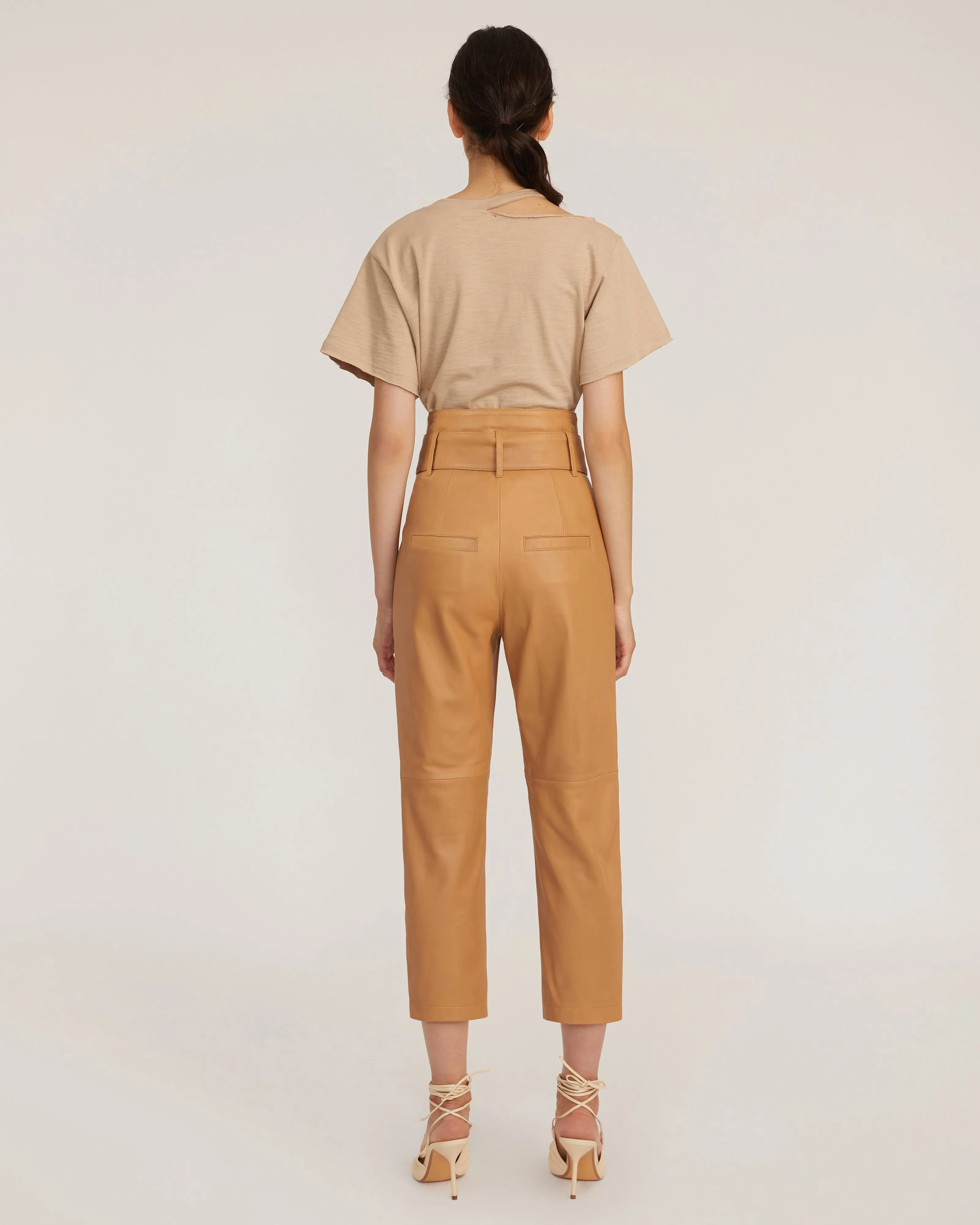 Brennan Leather Pant in Fawn