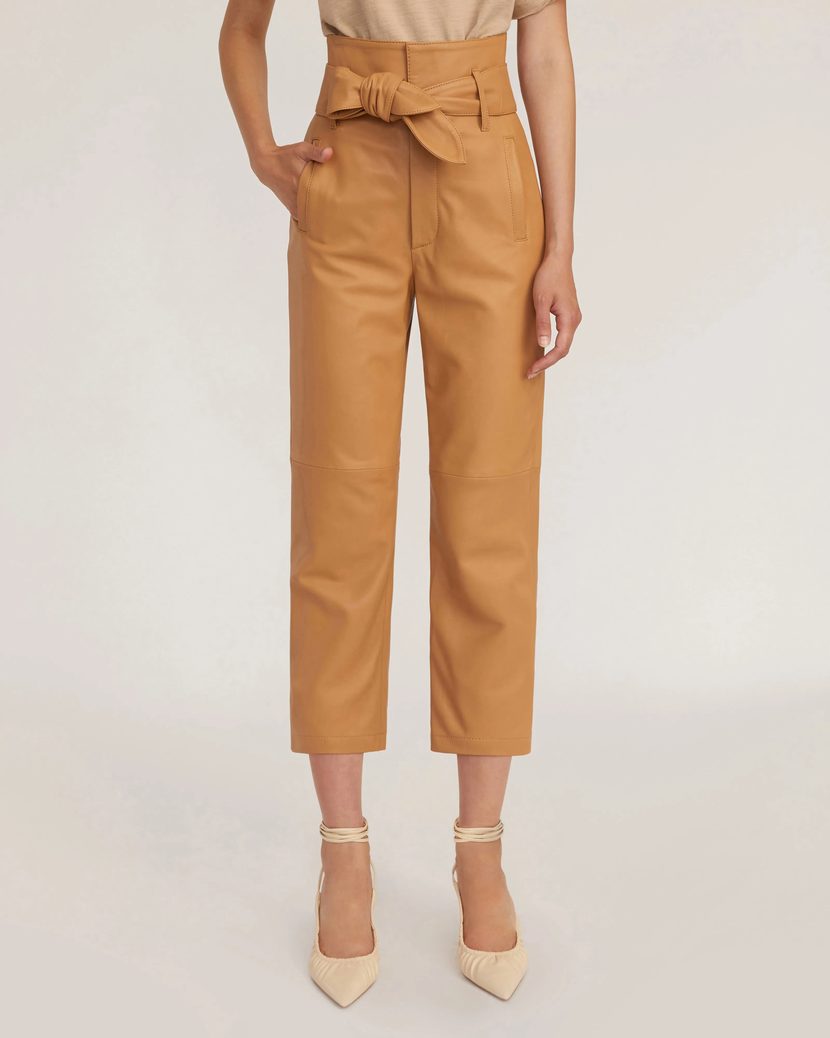 Brennan Leather Pant in Fawn