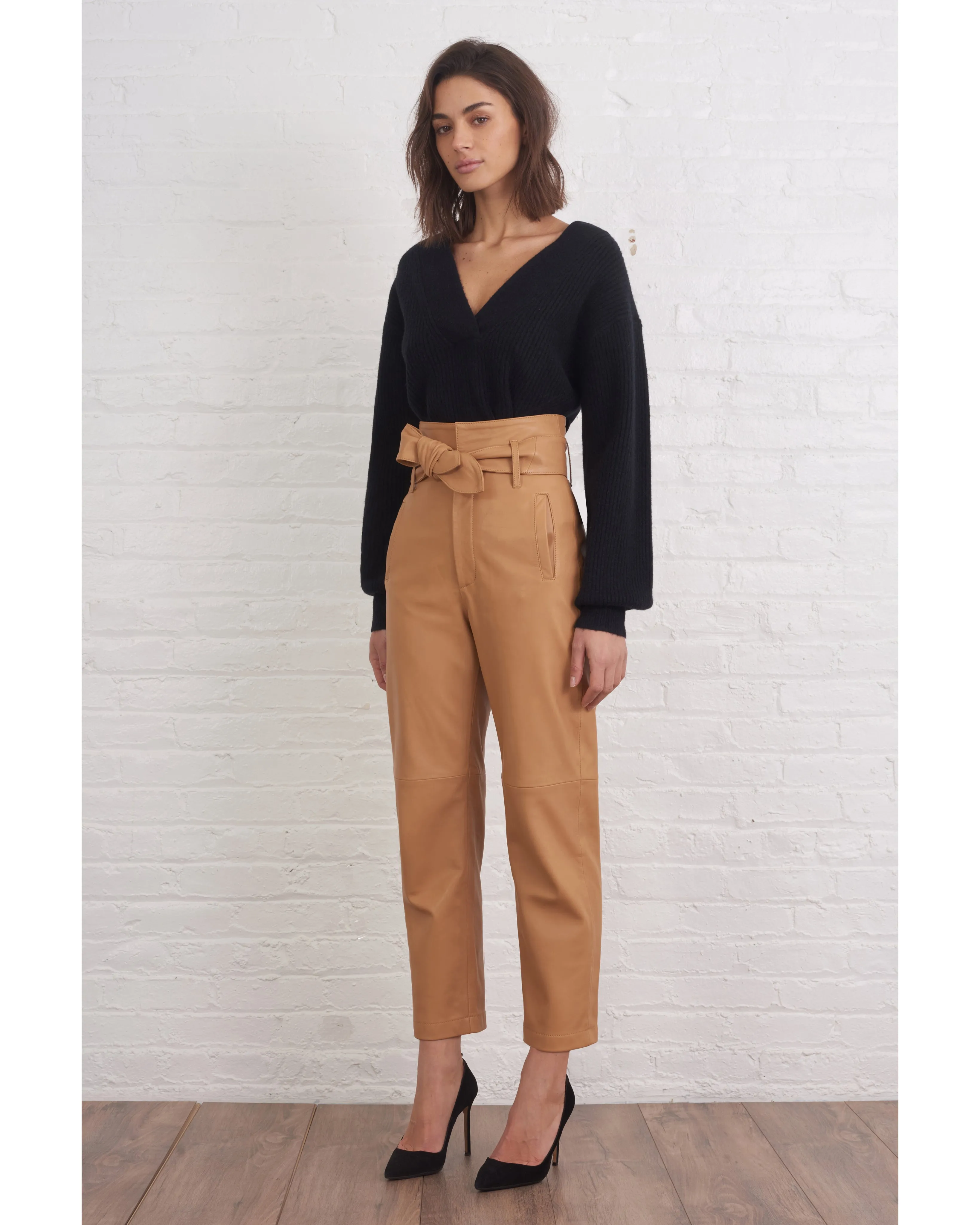 Brennan Leather Pant in Fawn