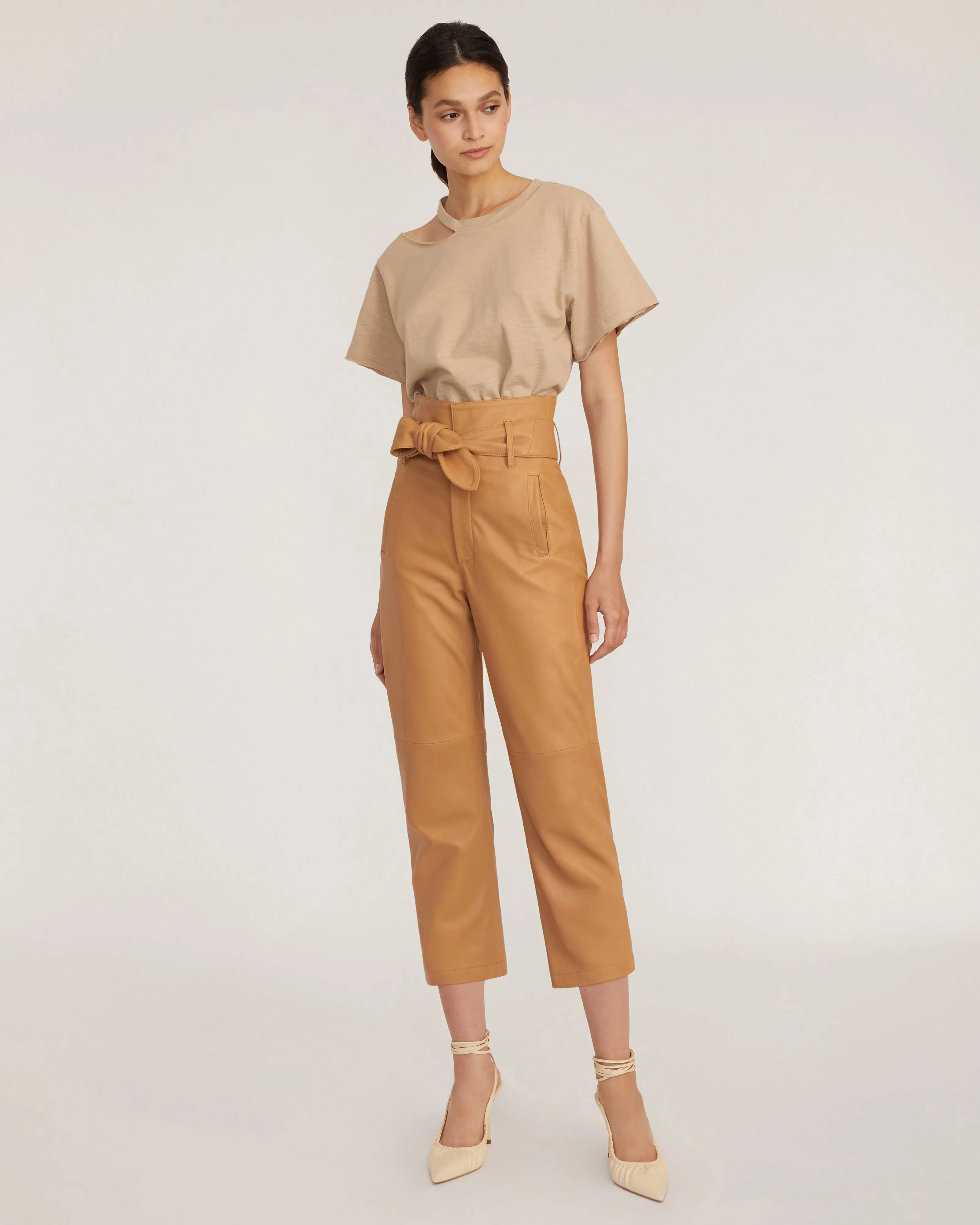 Brennan Leather Pant in Fawn