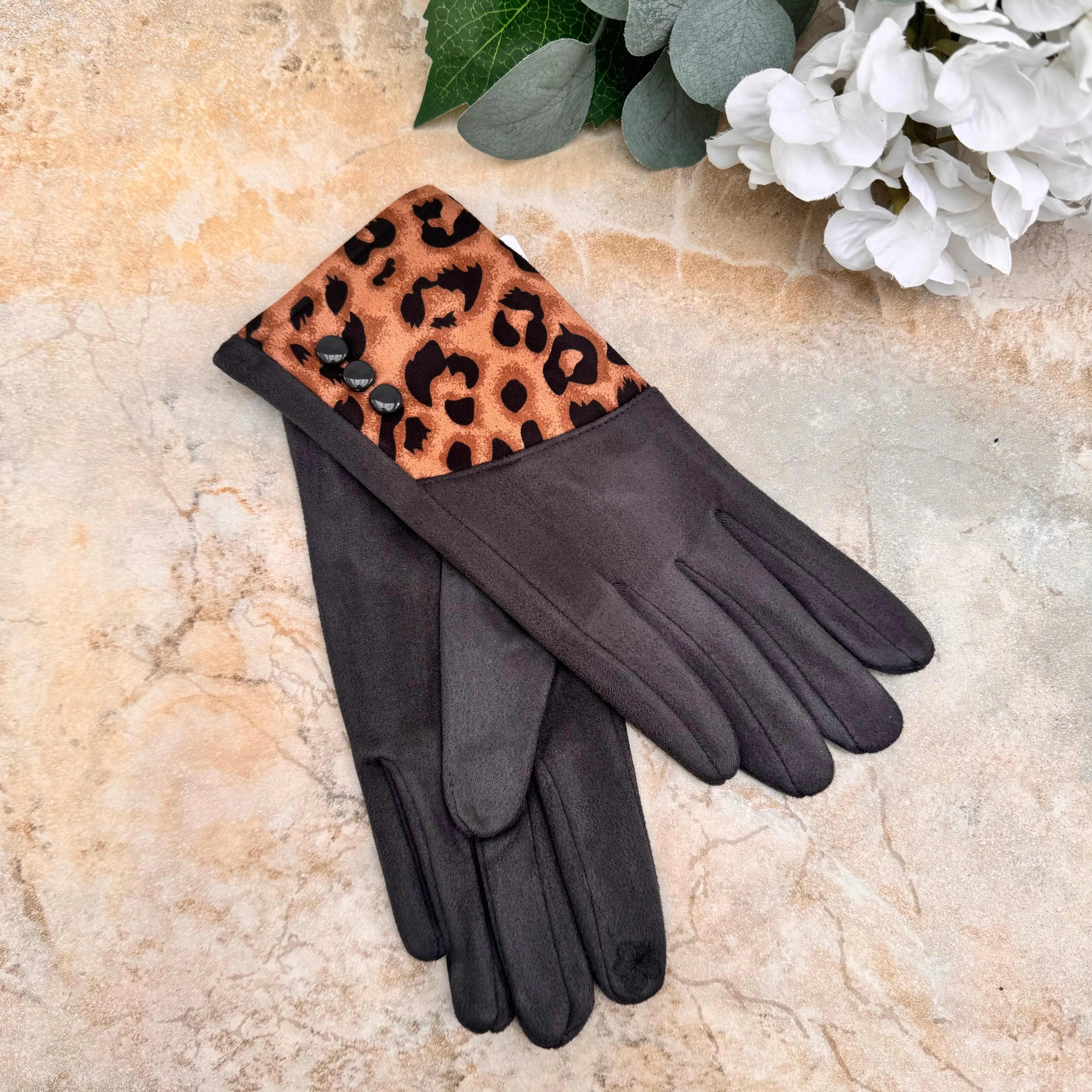 Butterfly Leopard Panel Gloves