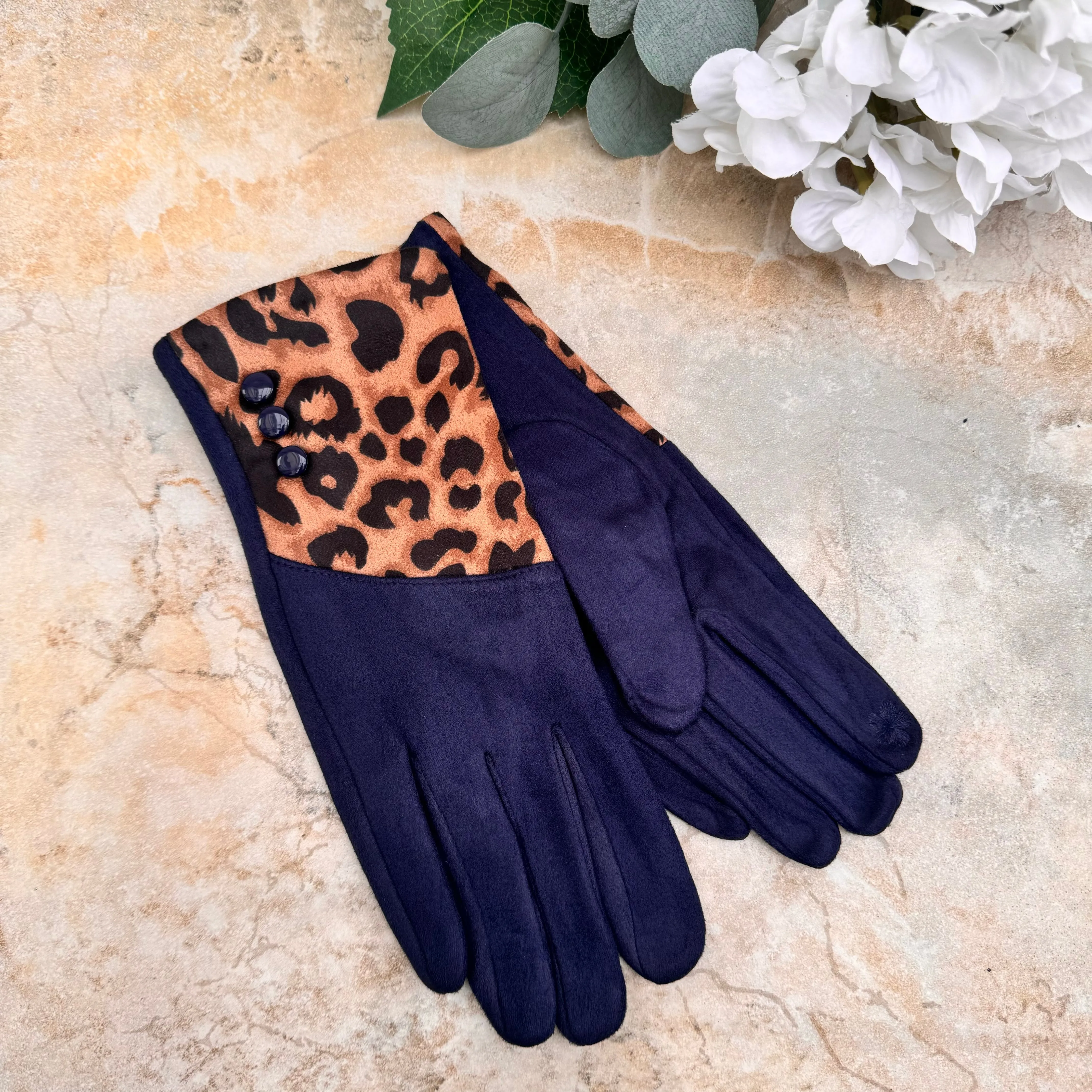 Butterfly Leopard Panel Gloves