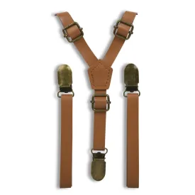 Caramel Skinny Faux Leather Suspenders