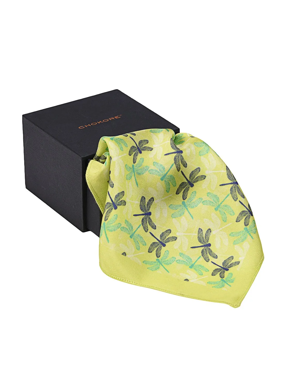 Chokore Green Dragonfly Silk Pocket Square from the Wildlife range