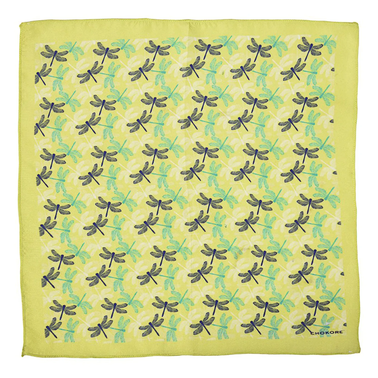 Chokore Green Dragonfly Silk Pocket Square from the Wildlife range