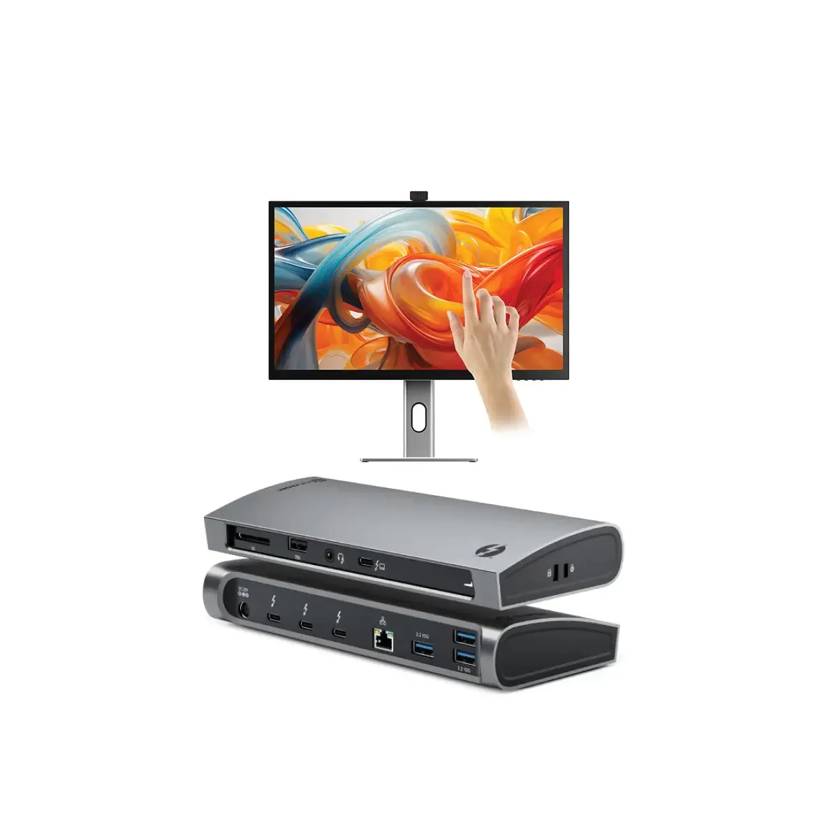 Clarity Pro Touch 27" UHD 4K Monitor with 65W PD, Webcam and Touchscreen   Thunderbolt 4 BLAZE Docking Station