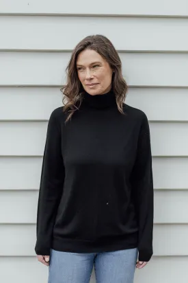 Classic Merino Polo Neck - Black