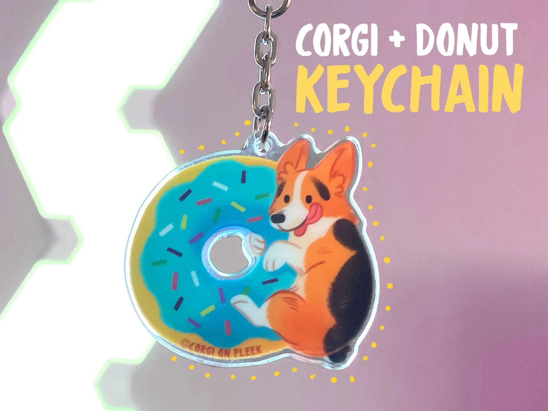 Corgi   Donut Acrylic Keychain