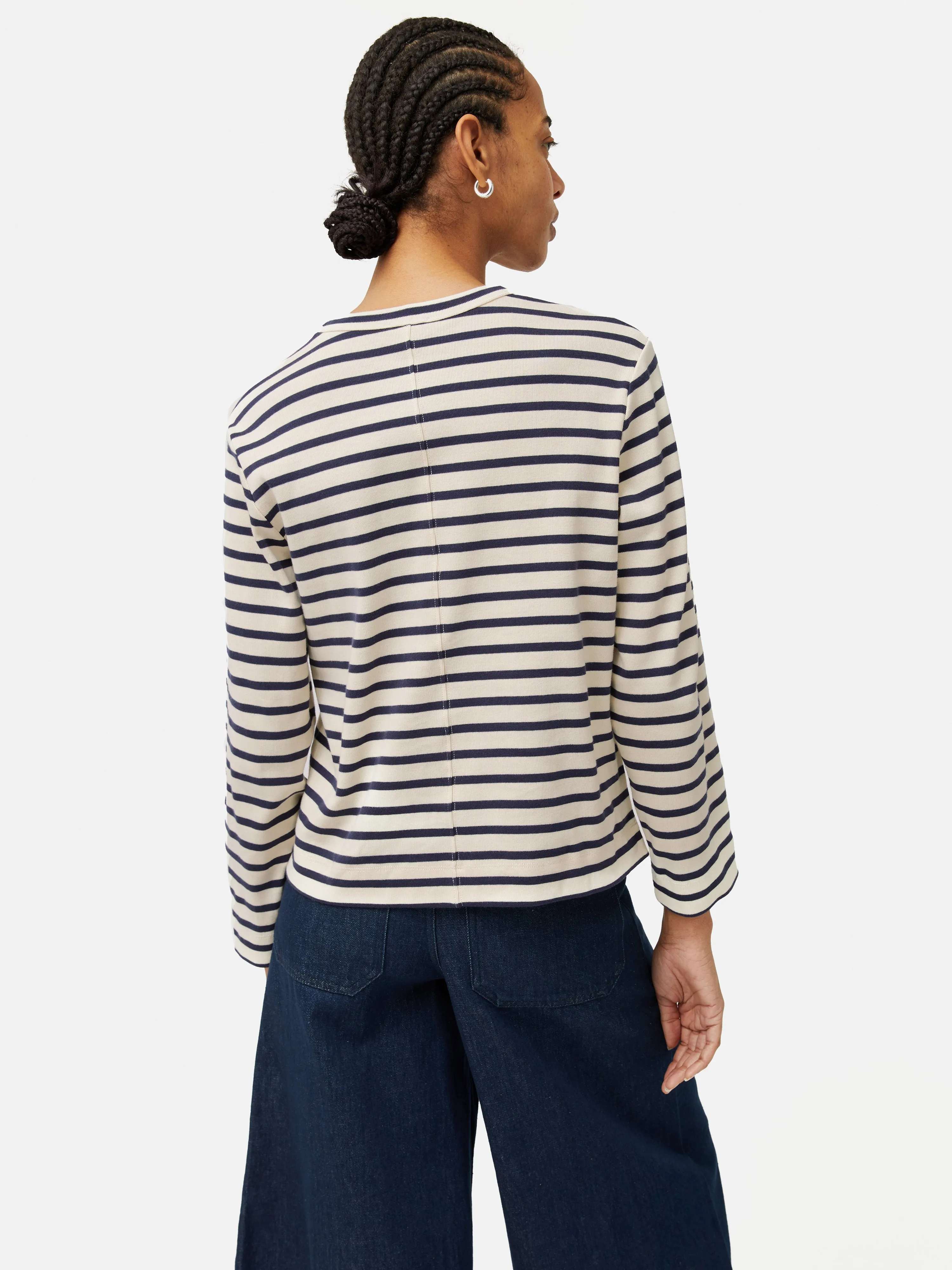 Cotton Stripe Sweatshirt | Navy