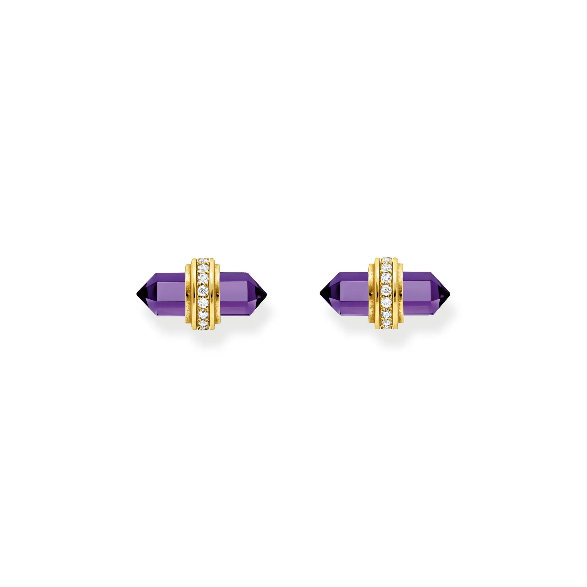 Crystal stud earrings with imitation amethyst gold