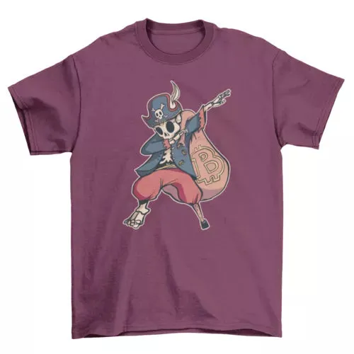 Dabbing Bitcoin Skeleton Pirate T-Shirt