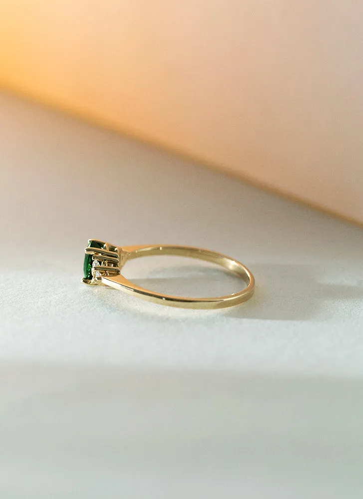 Dakota diamond tsavorite ring 14k gold