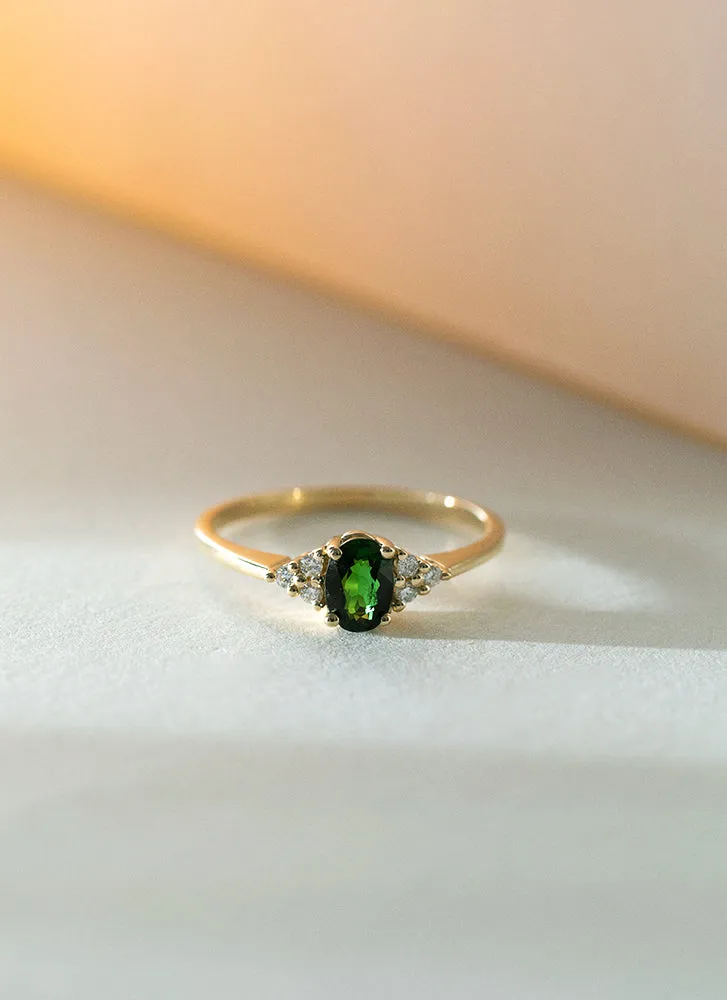 Dakota diamond tsavorite ring 14k gold