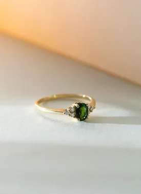 Dakota diamond tsavorite ring 14k gold