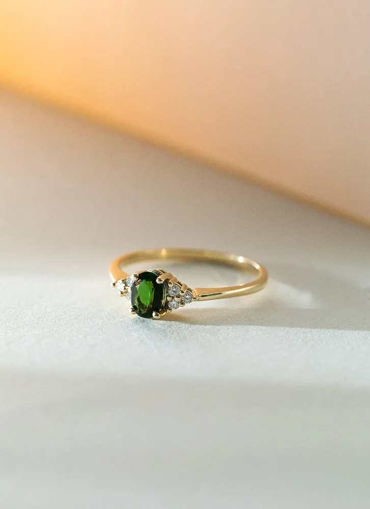 Dakota diamond tsavorite ring 14k gold