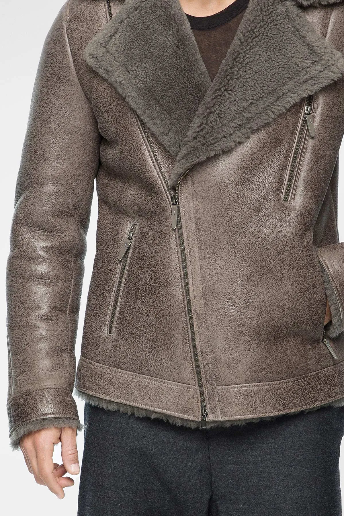 David - Warm Grey Shearling Jacket