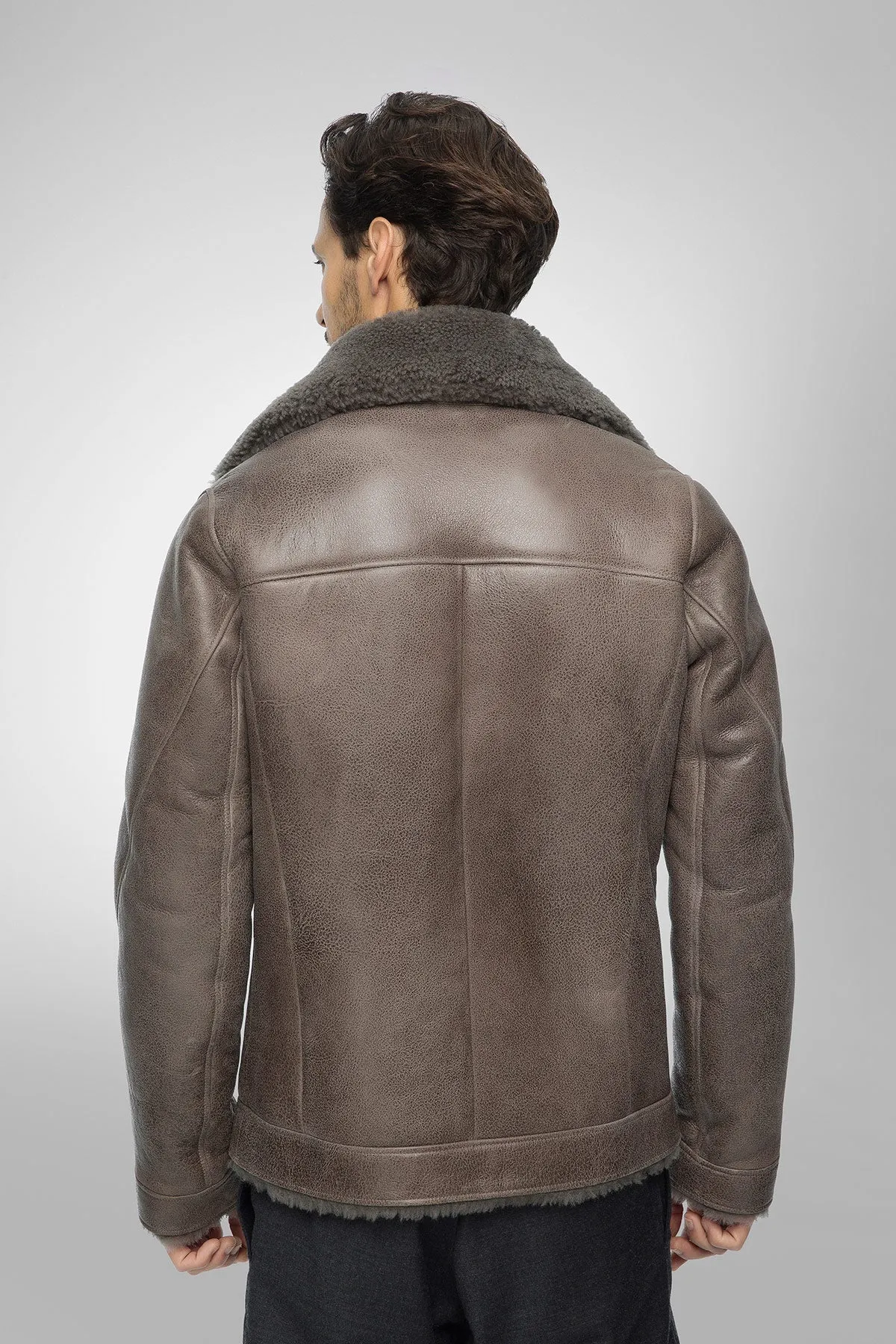 David - Warm Grey Shearling Jacket