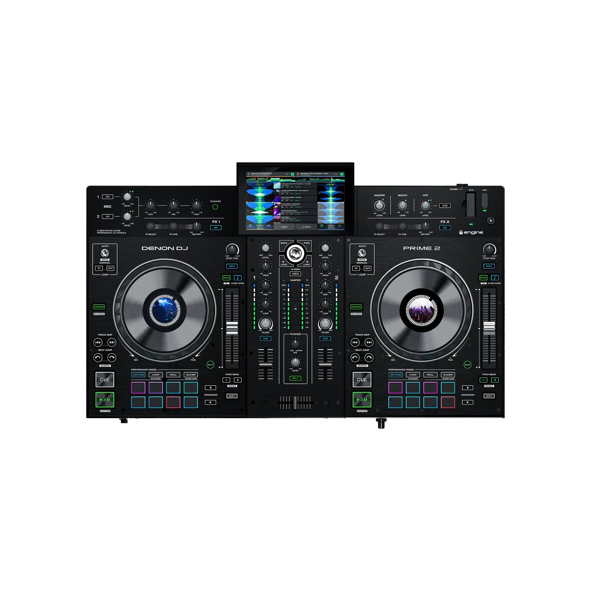 Denon DJ Prime2 2-Deck Smart DJ Console with 7-inch Touchscreen Media Player