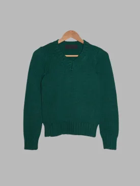 Dirk Van Saene bottle green wool v neck jumper - size 42