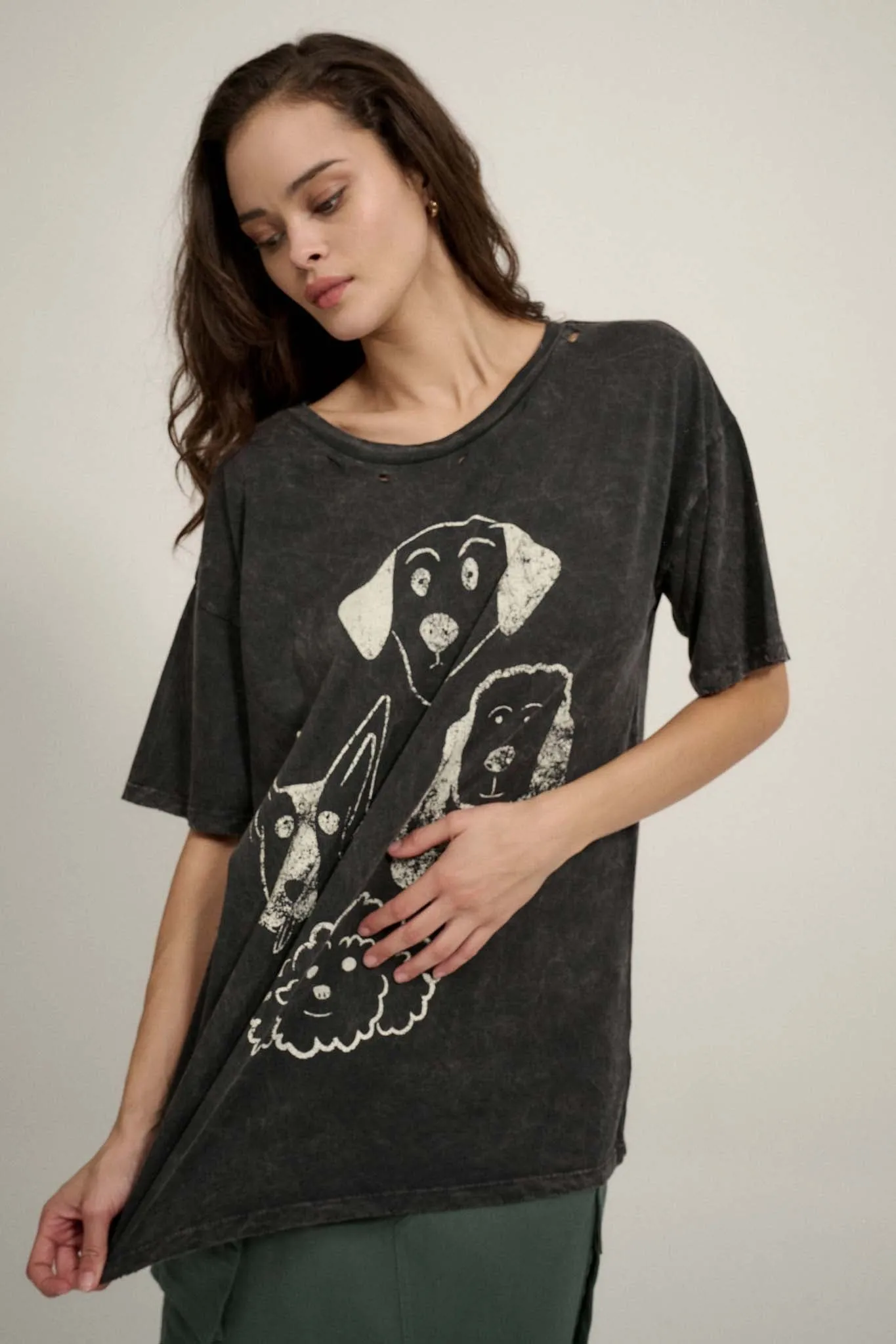 Dog Days Distressed Oversize Graphic Tee