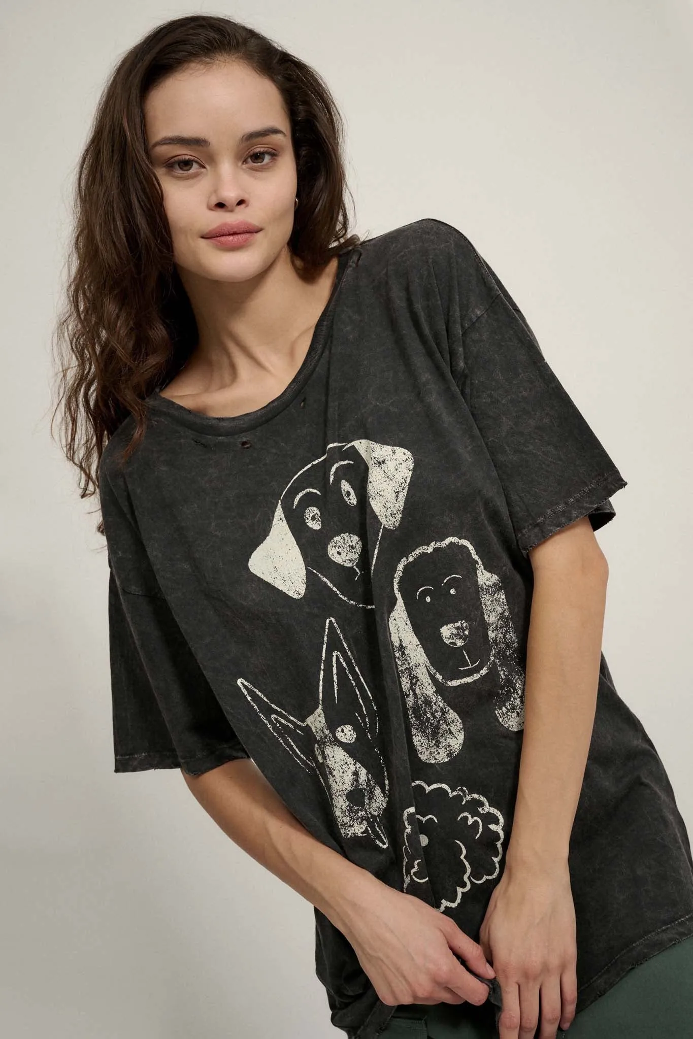 Dog Days Distressed Oversize Graphic Tee