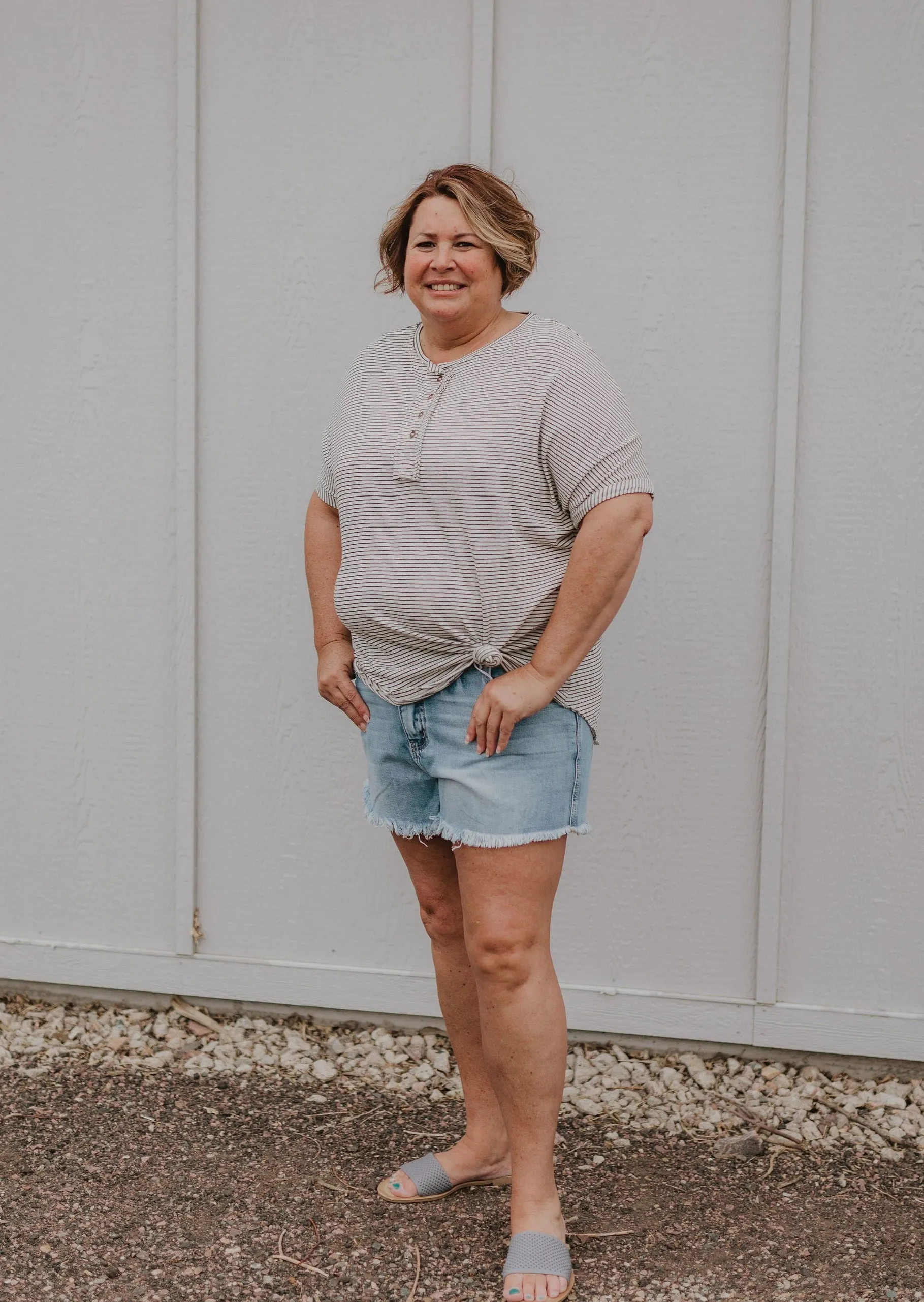 DREW CURVY STRIPED TOP