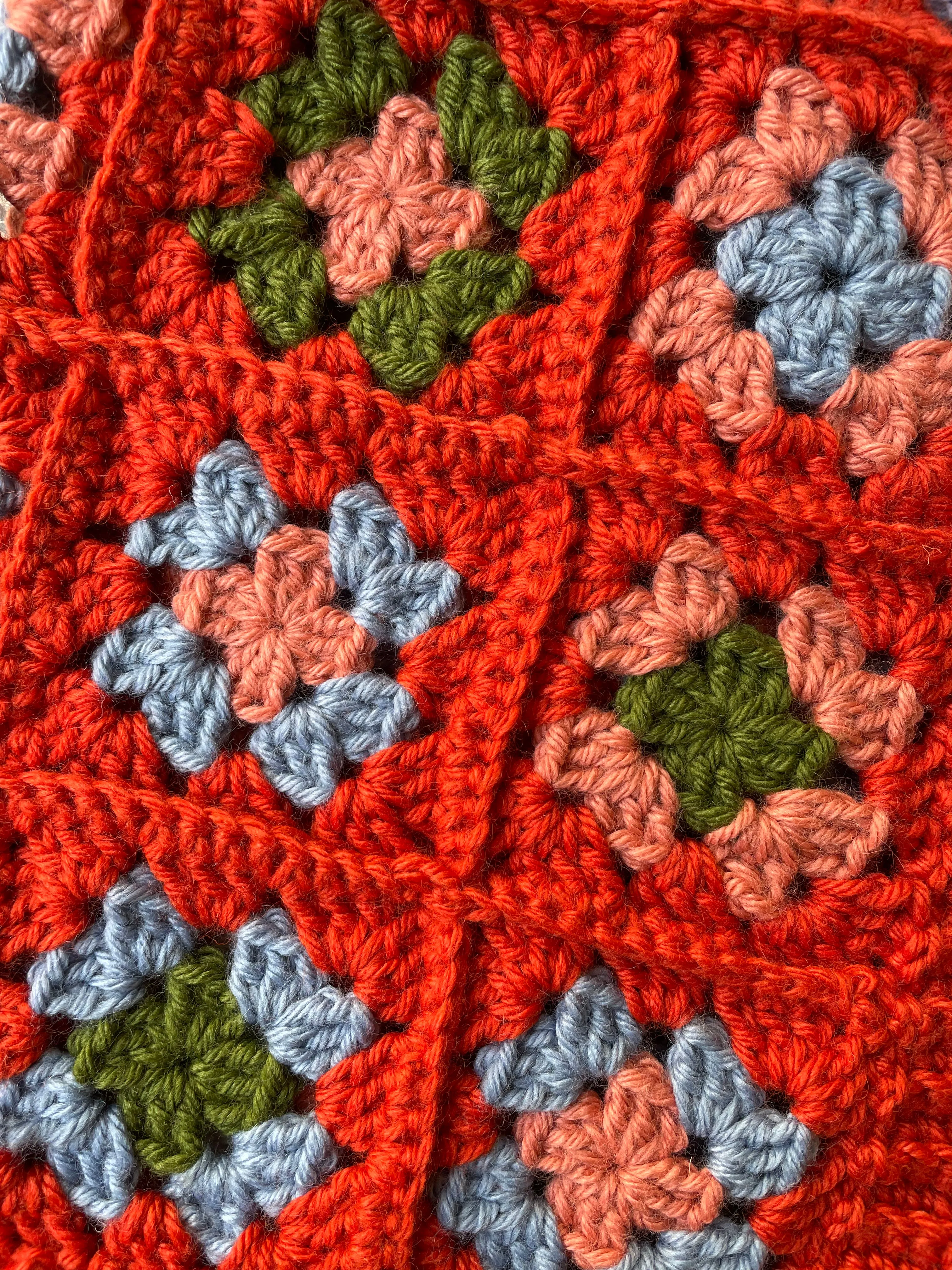 EARLYMADE Hand-knitted Granny Squares Head Balaclava — ORANGE / MULTI — LAST PIECE