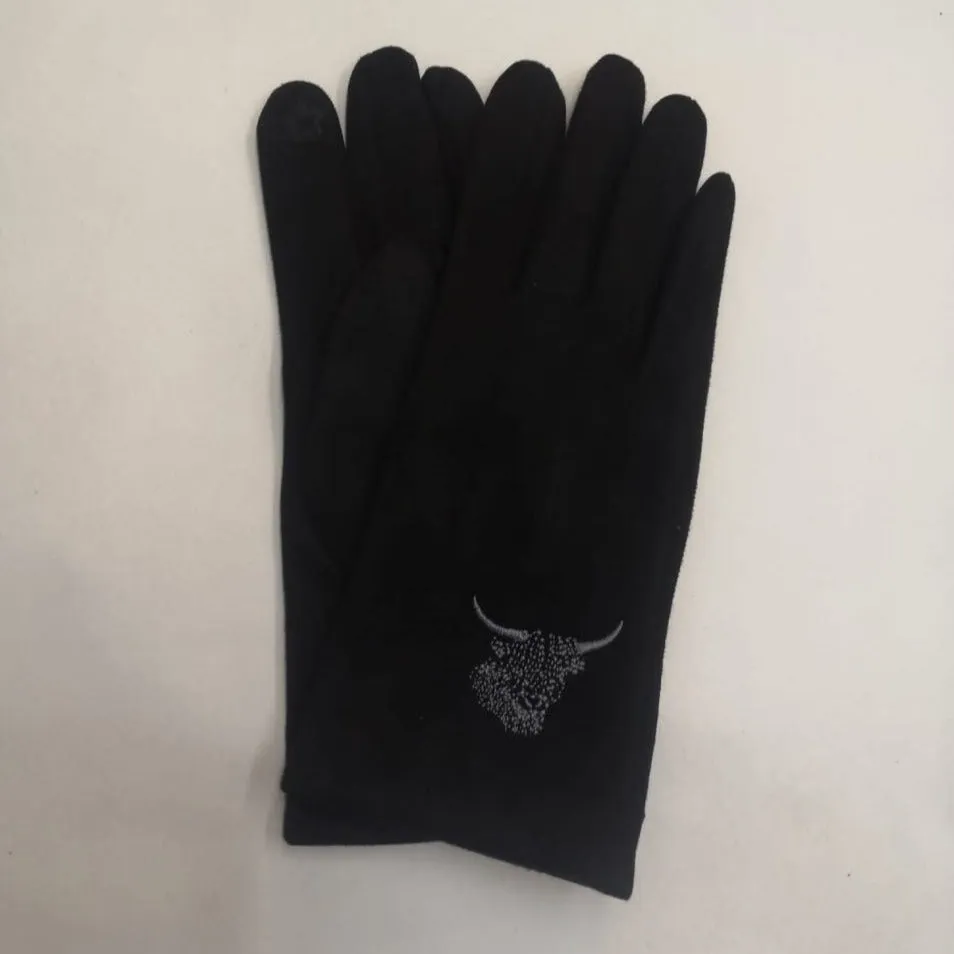 Eco Chic Highland Cow Stitched Gloves