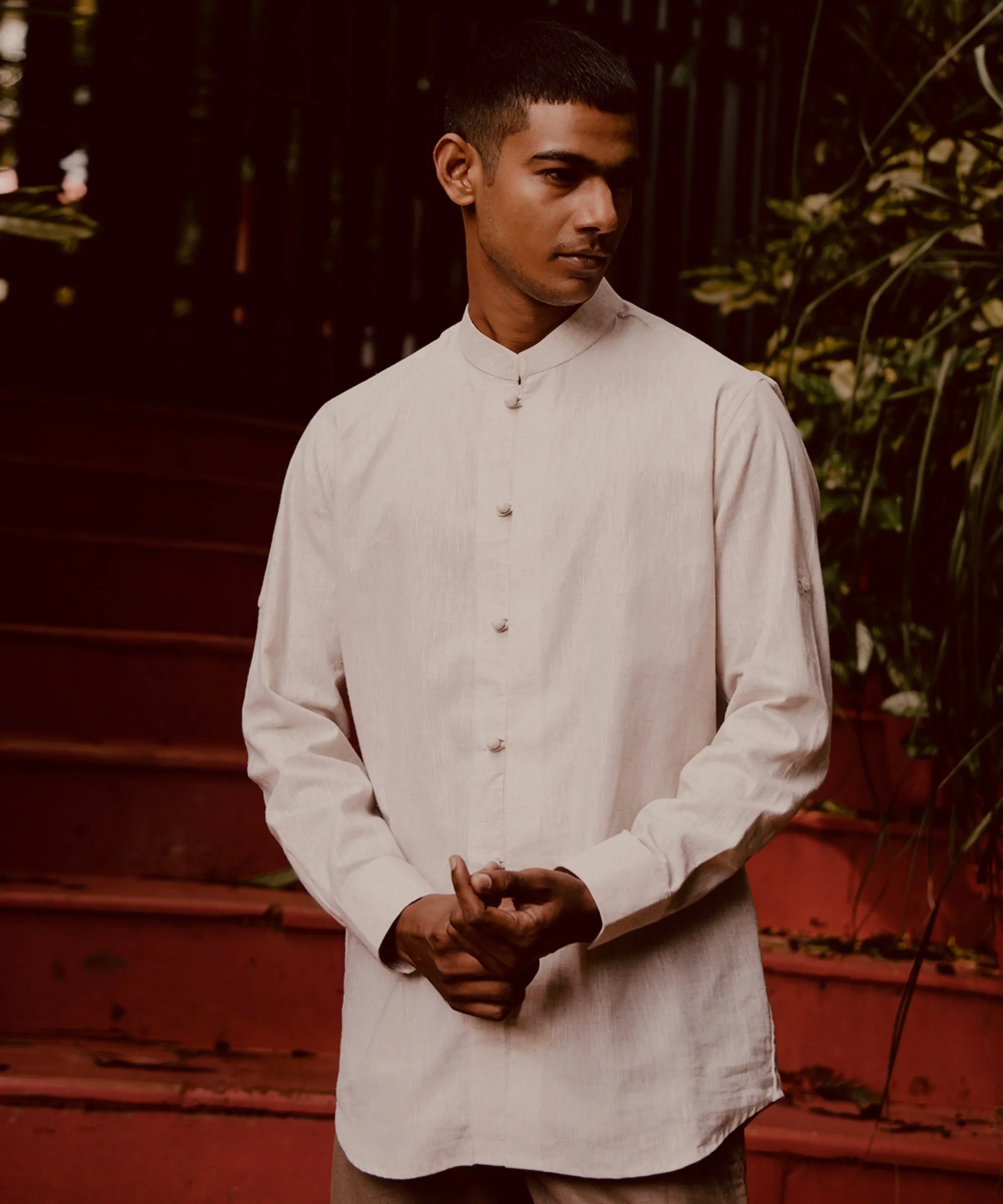 Ecru Cotton Linen Shirt