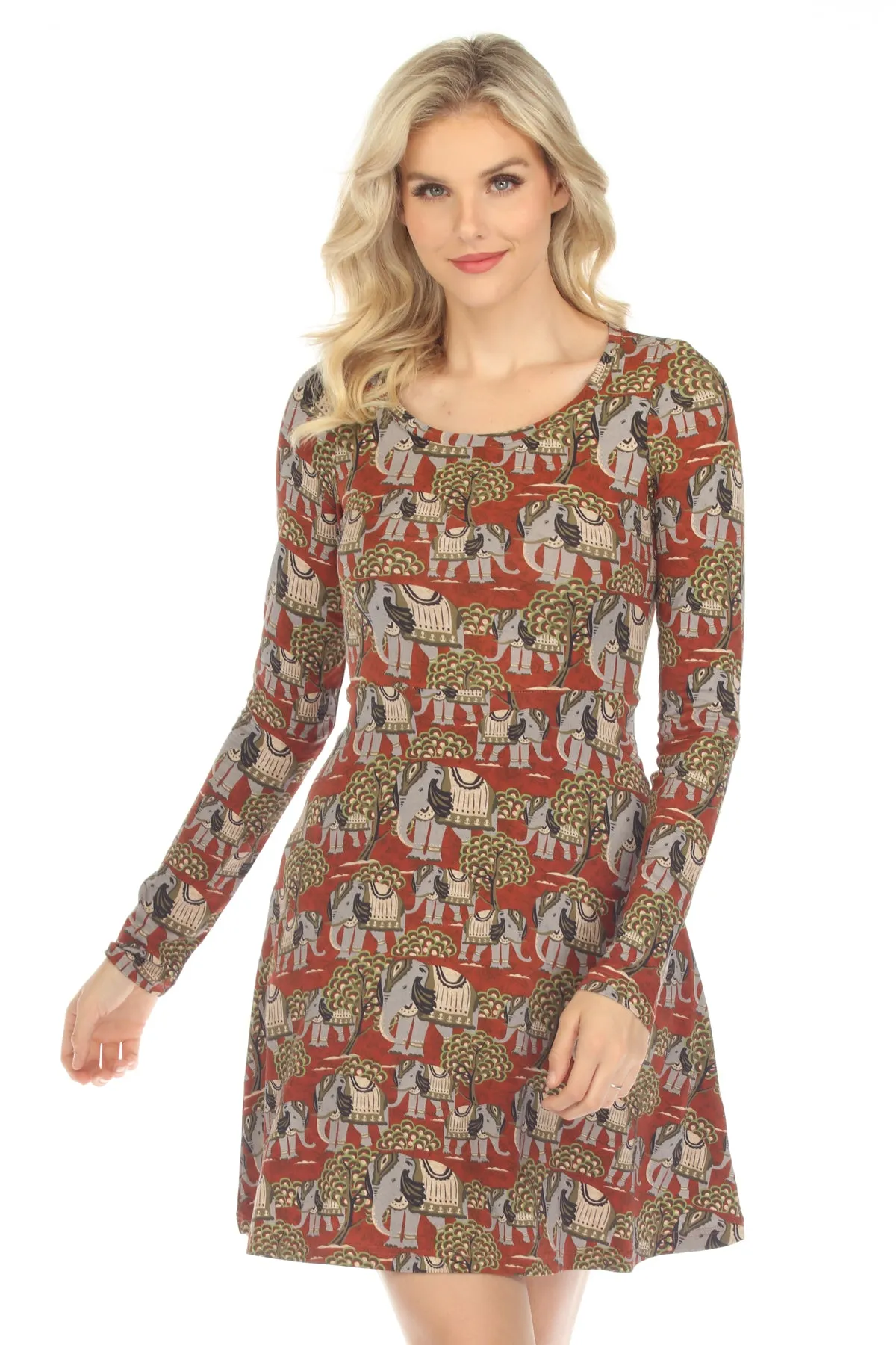 Elephant Print Skater Dress