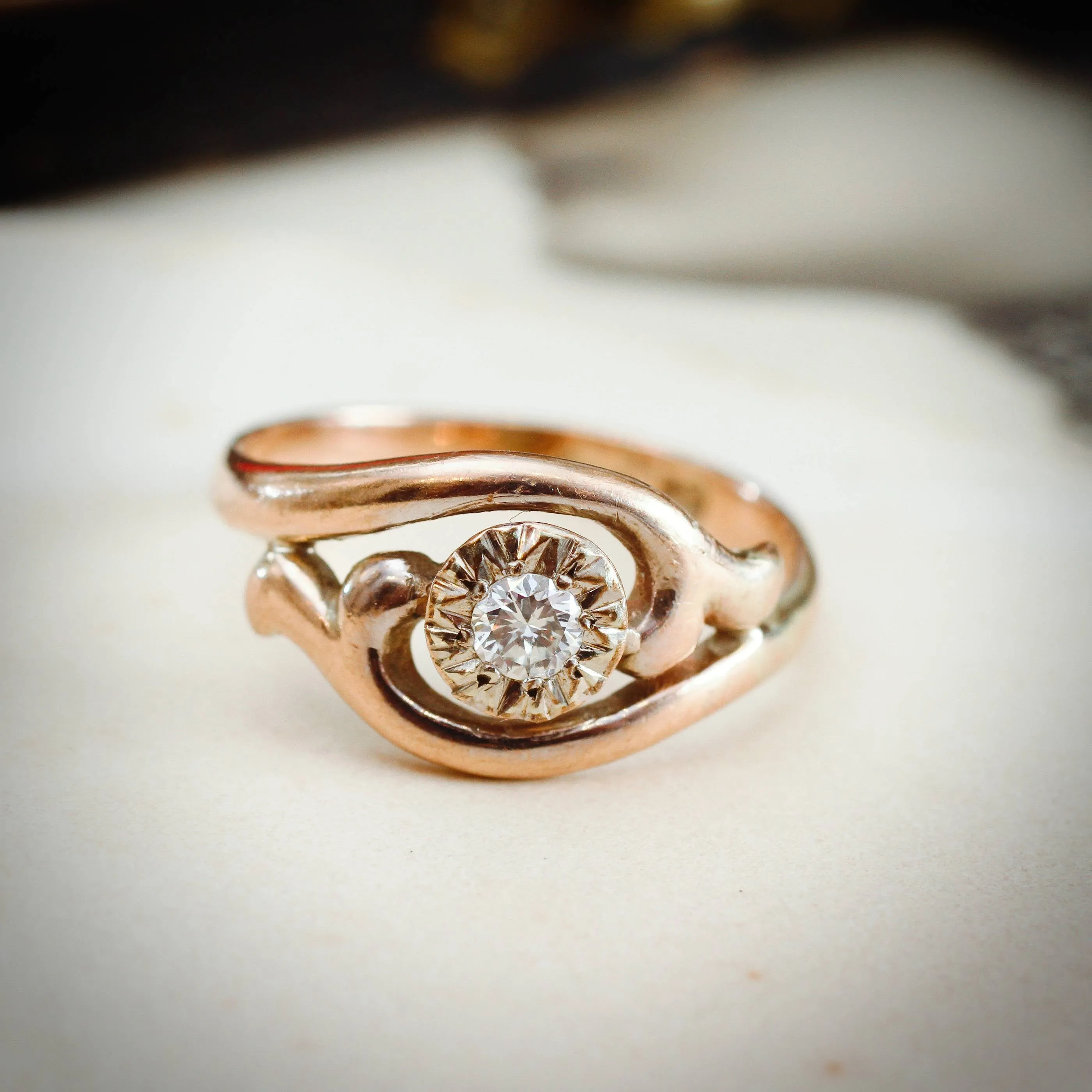 Especially Pretty Vintage Gold Twist Diamond Ring