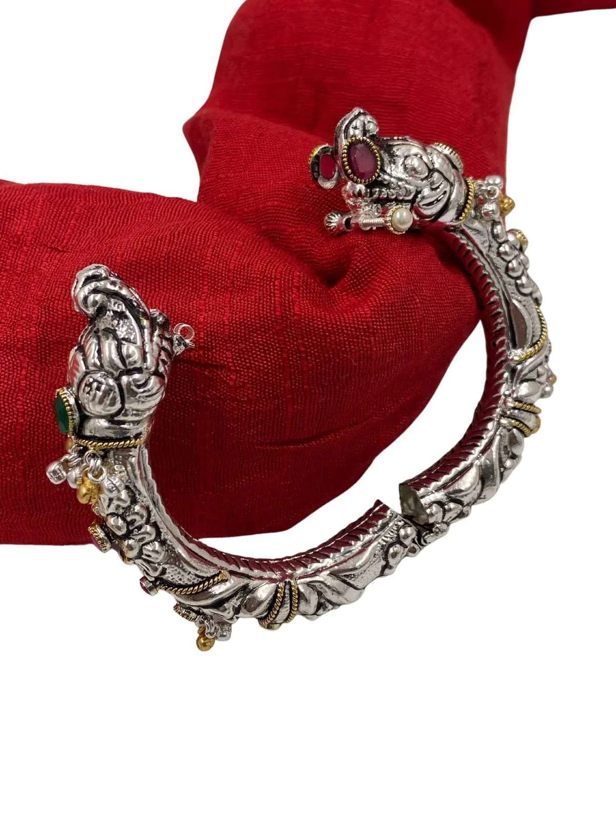 Ethnic Silver Plated Elephant Head Silver Kada Bangle For Women