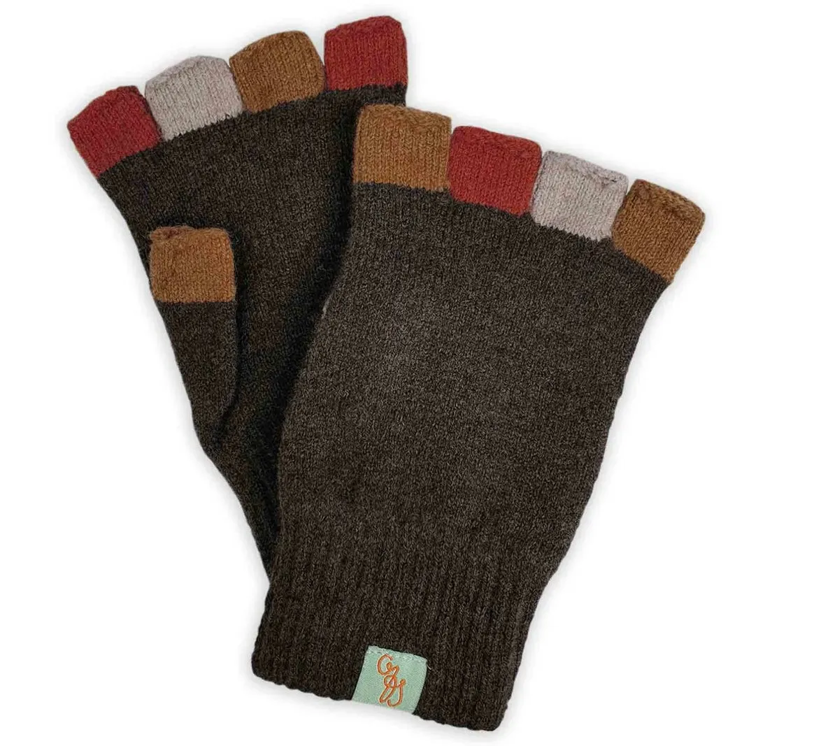 Fabulous Fagins - Fingerless Gloves - Lambswool - Acorn Brown