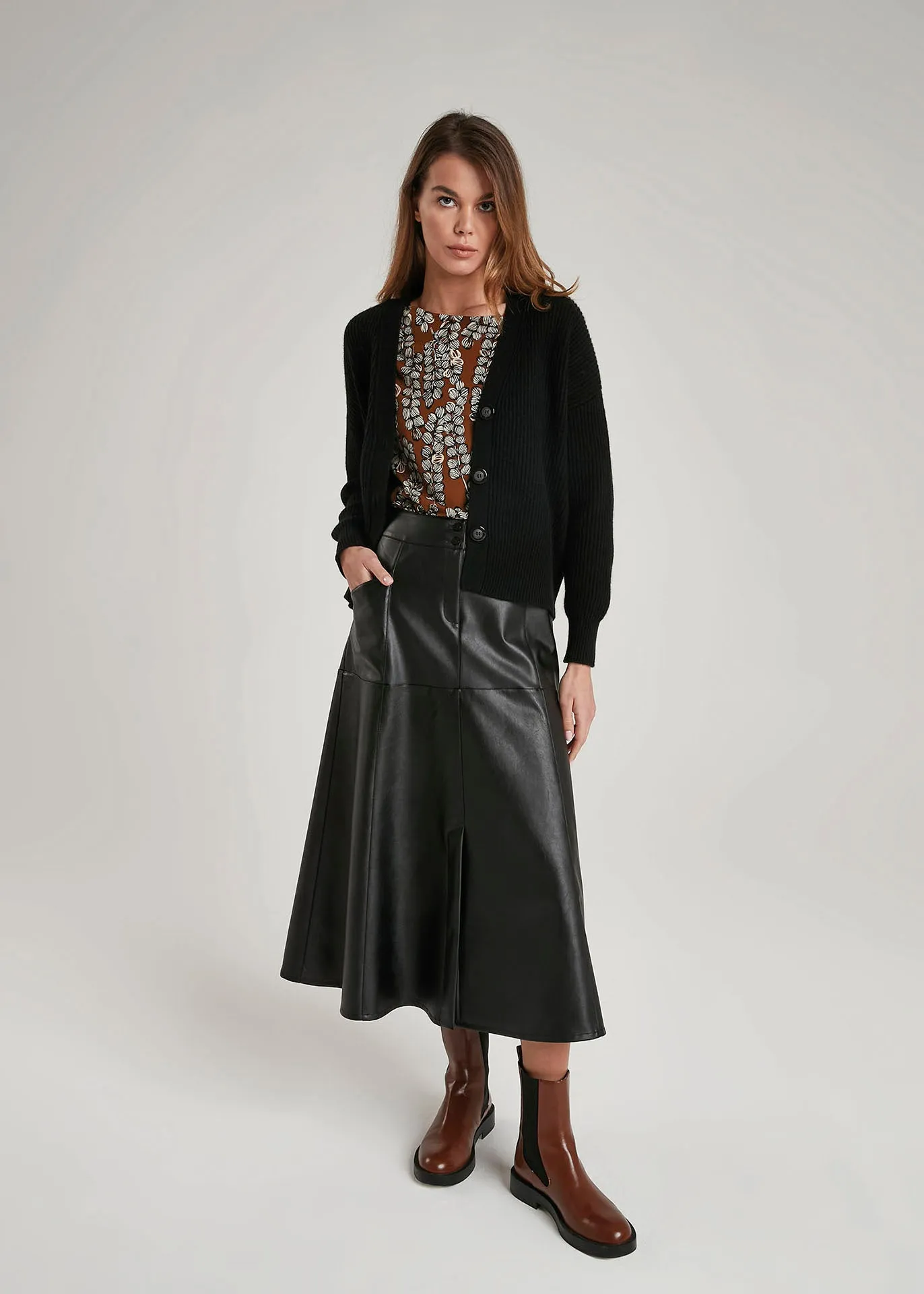 Faux Leather Skirt - Black