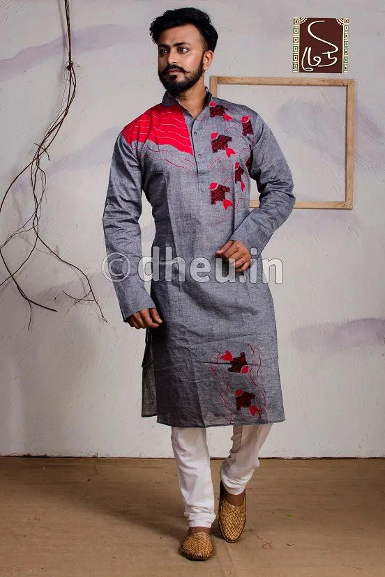 Fish applique -Handloom Cotton Applique kurta