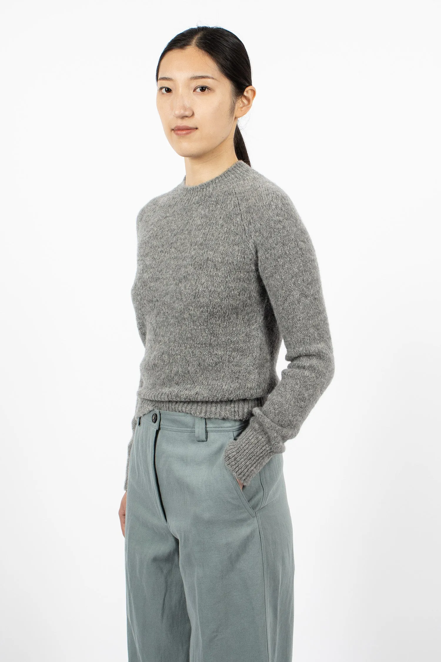 Fitted Knit Sweater Mix Grey