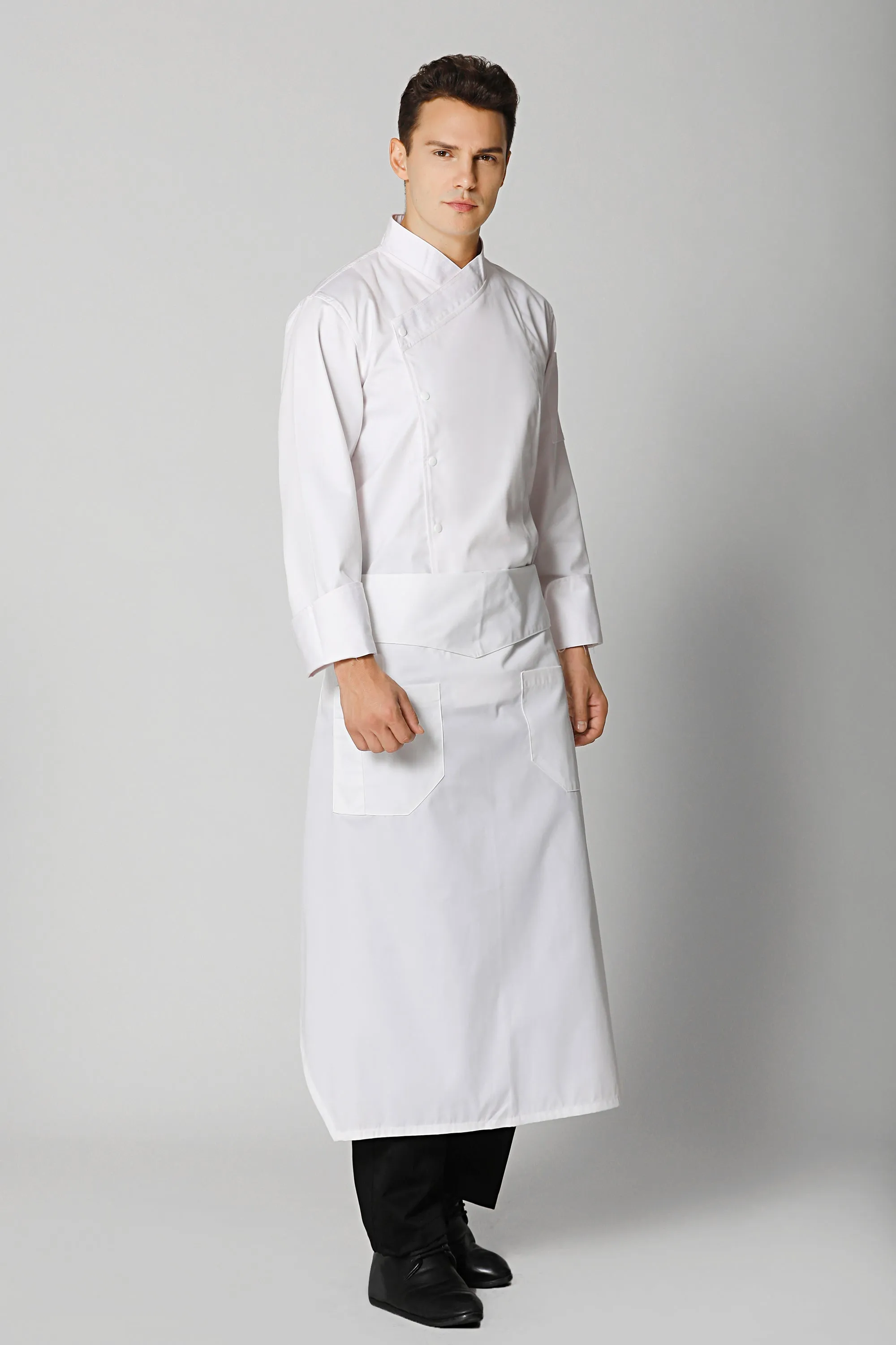 Flap Angled Chef Apron, White