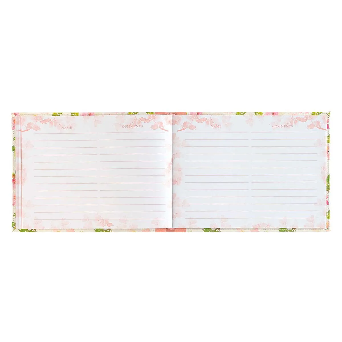 Floral Medium Pink Faux Leather Guest Book