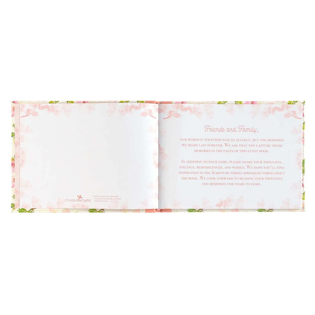 Floral Medium Pink Faux Leather Guest Book