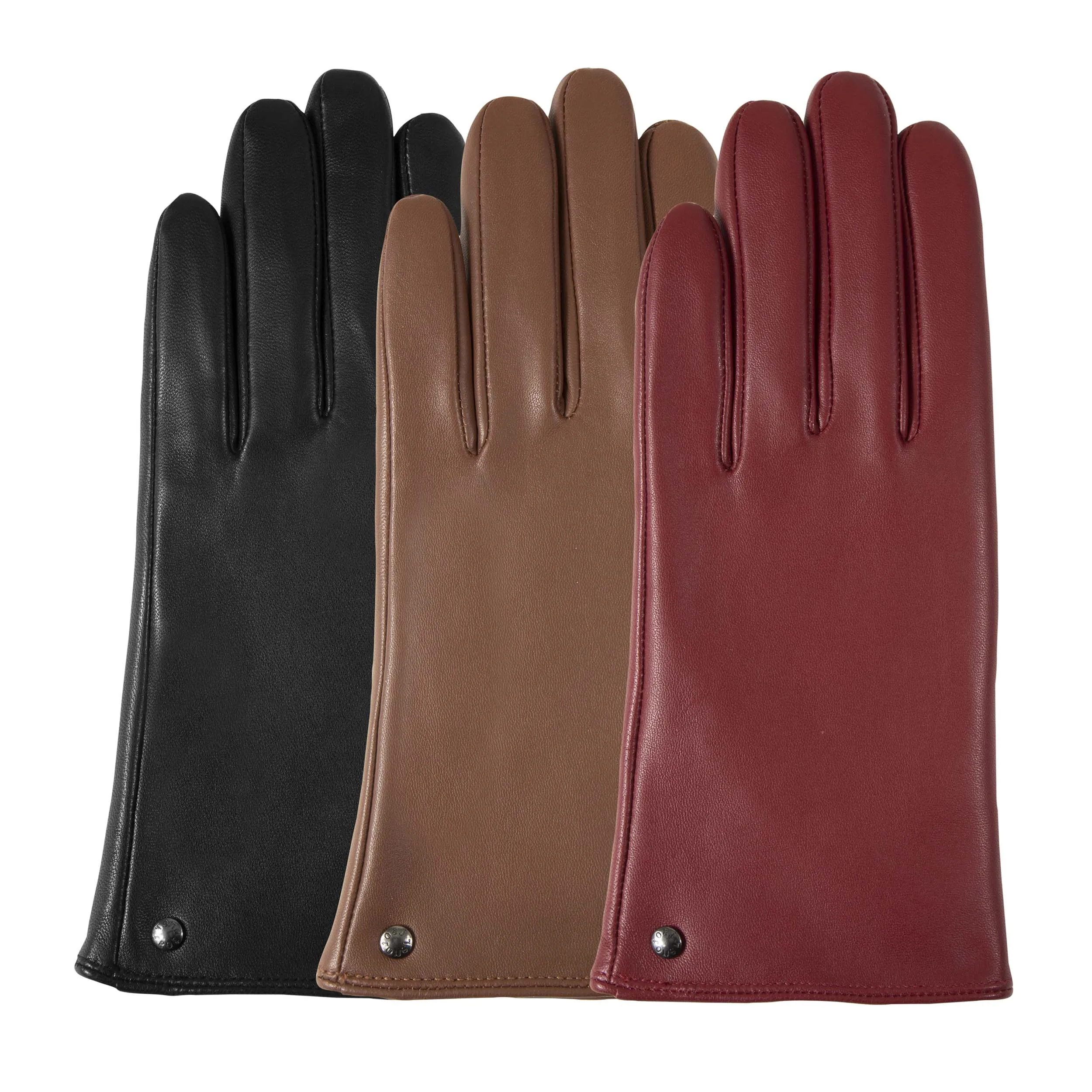 Gants Femme tactiles Cuir Chaud noir