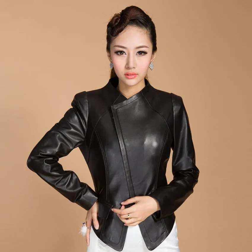 Genuine Sheep Leather Jacket Spring Blazer Top Grade Lamb Leather Coat Slim Waist Overcoat