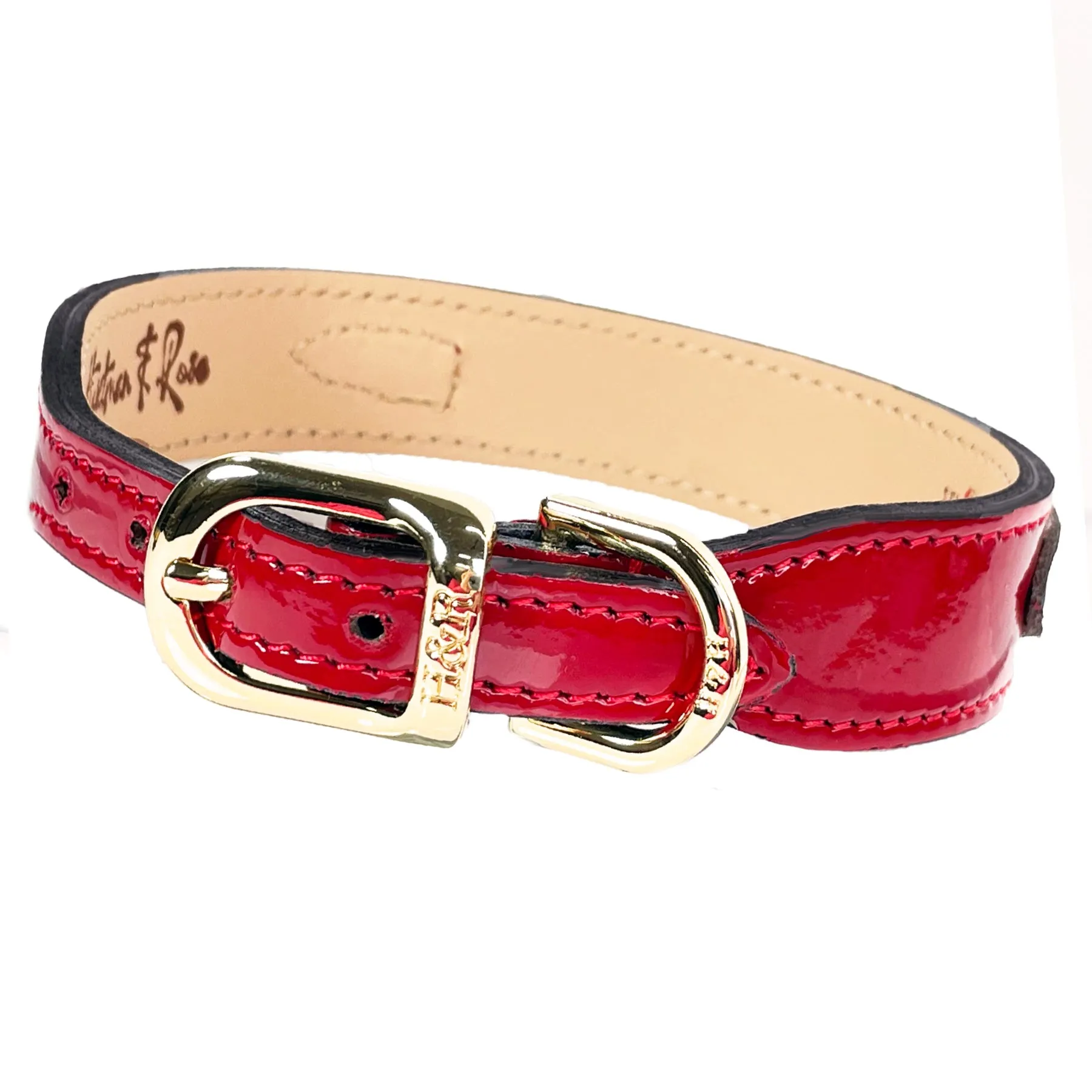 Georgia Rose Dog Collar in Ferrari Red & Gold