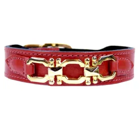 Georgia Rose Dog Collar in Ferrari Red & Gold