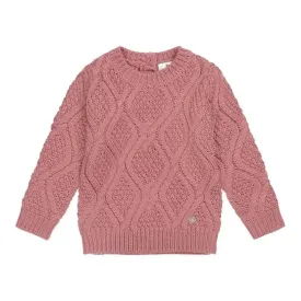 Girls Cable Sweatshirt Dark Old Pink | Koko-Noko