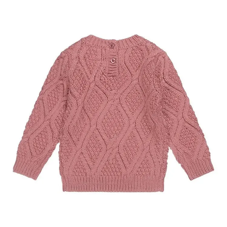 Girls Cable Sweatshirt Dark Old Pink | Koko-Noko