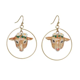 Goat Head Hoop Drop Earrings