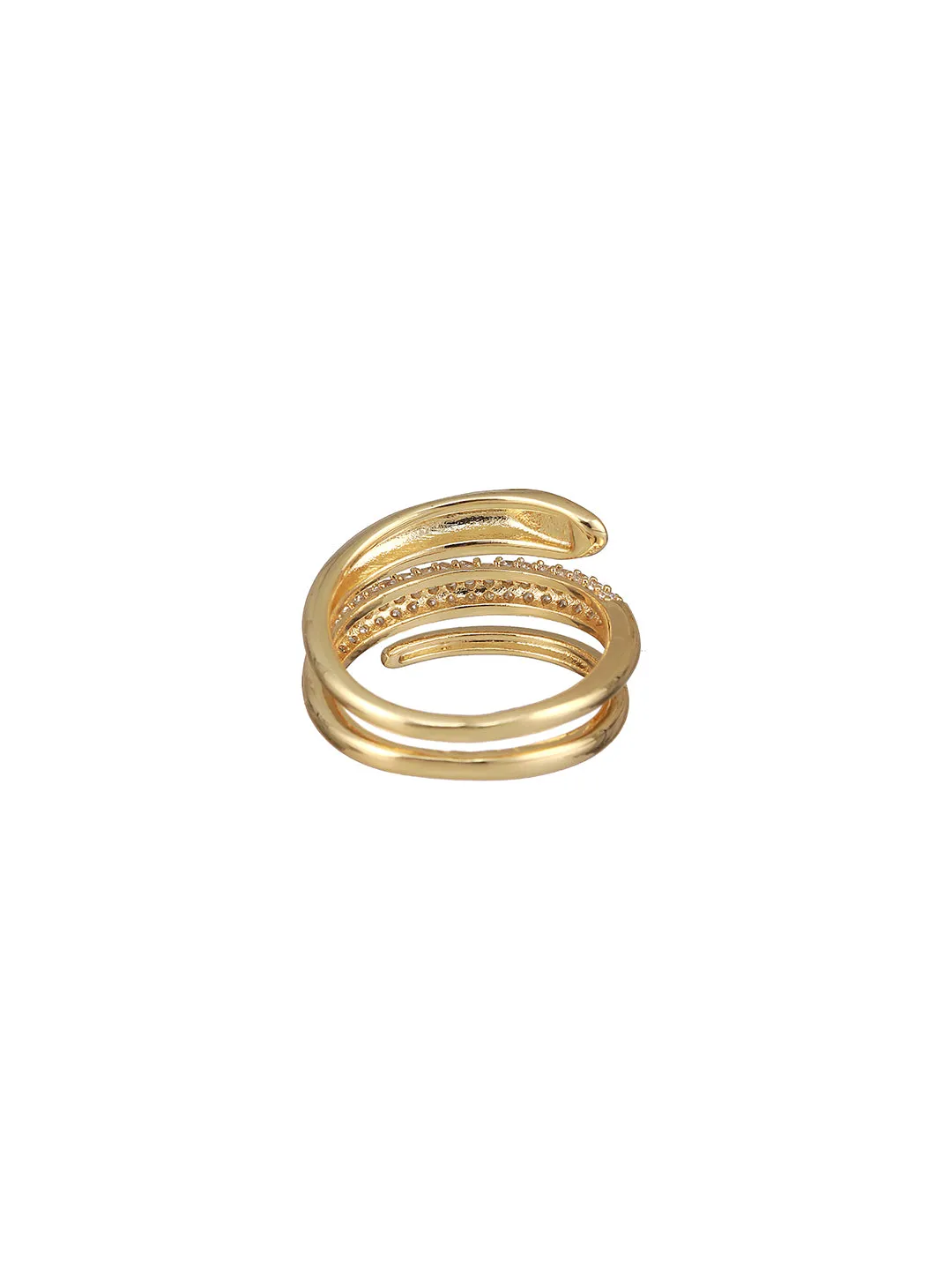 Gold-Plated Ad-Studded Adjustable Finger Ring