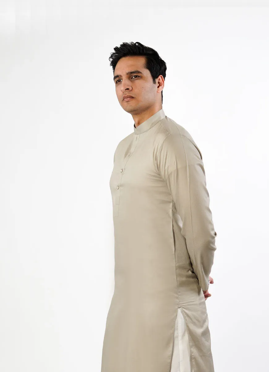 Golden Brown Dotted Dobby Design Phantom Cotton Kurta